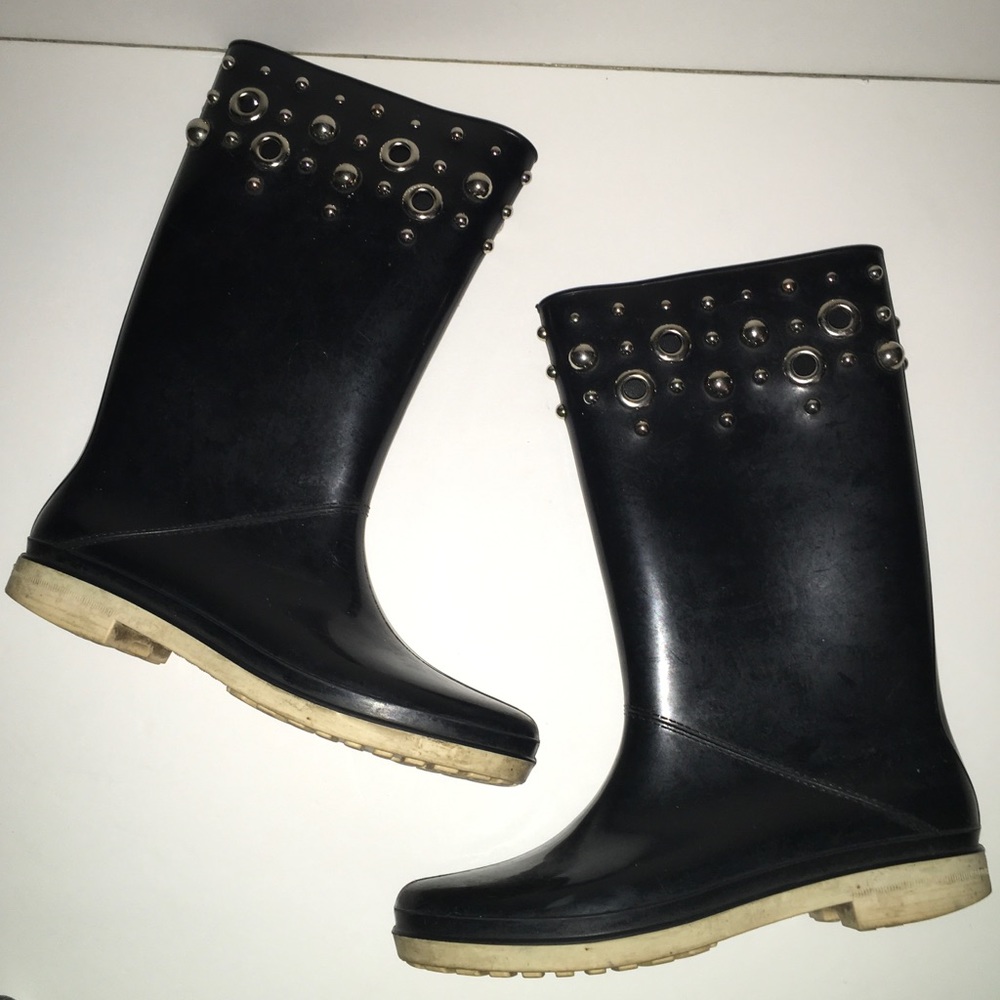 Stuart Weitzman Studded Rubber Rain Boots